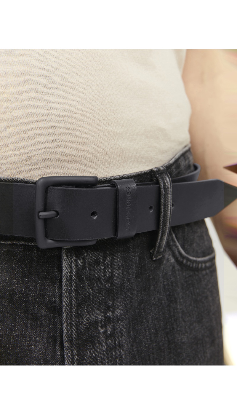 JACKandJONES LEATHE BLACK CEINTURES