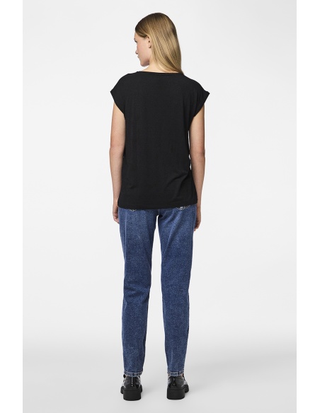 Shiny Black Tee Shirt PCBILLO PIECES - 3 | TOPS