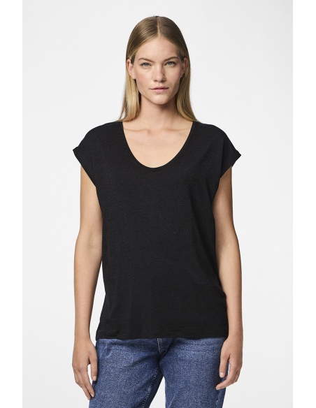 Glänzendes schwarzes T-Shirt PCBILLO PIECES - 5 | TOPS
