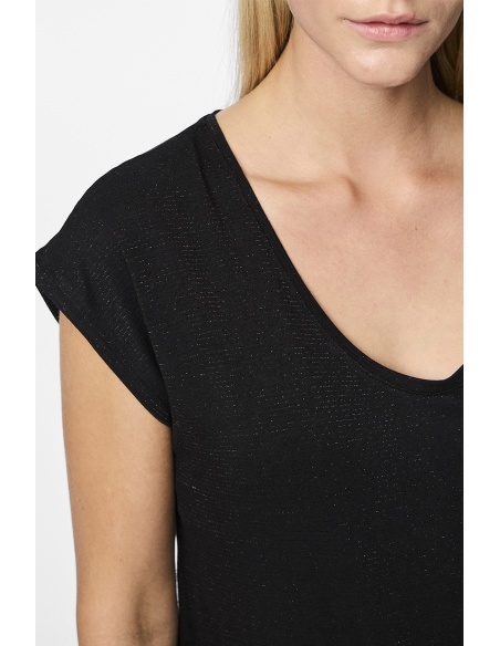 Camiseta Negra Brillante PCBILLO PIECES - 4 | TOPS