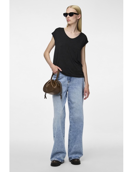 Shiny Black Tee Shirt PCBILLO PIECES - 1 | TOPS