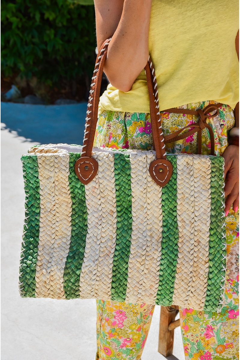 Sac Rayé Vert PAULINE