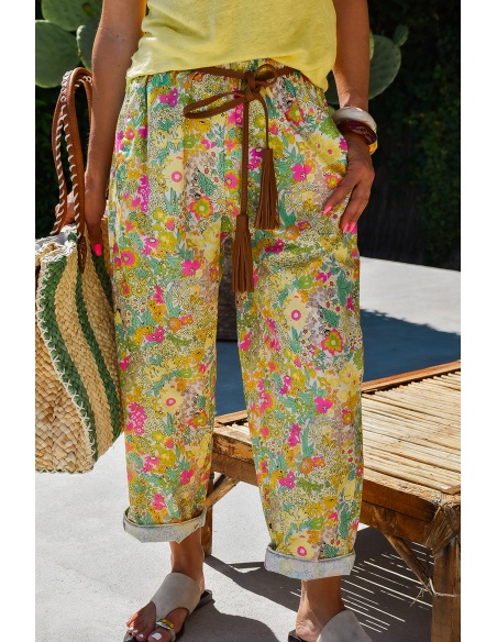 Pantalon Fleurs Vert ISAURE