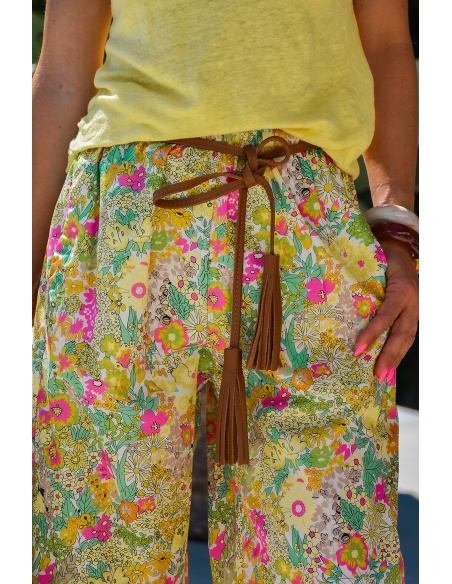 Pantalon Fleurs Vert ISAURE
