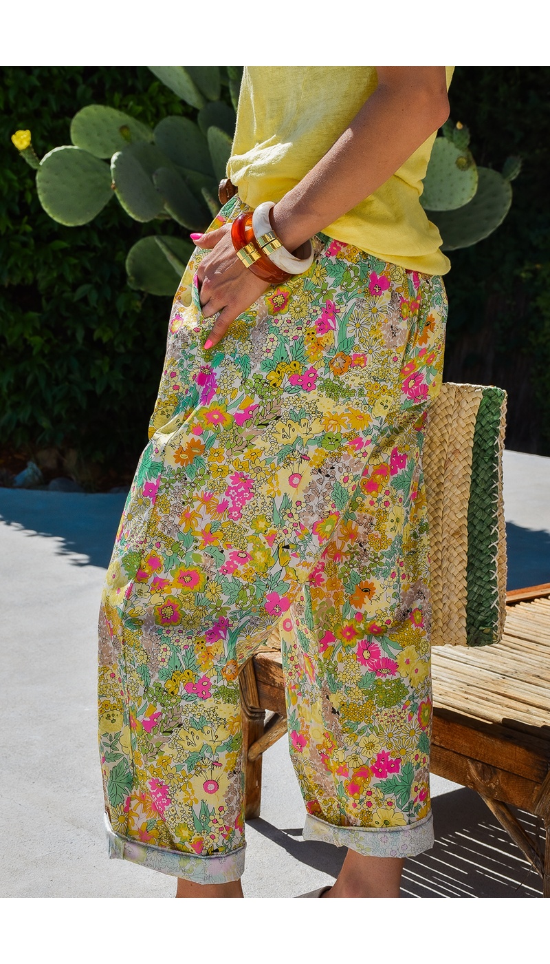 Pantalon Fleurs Vert ISAURE