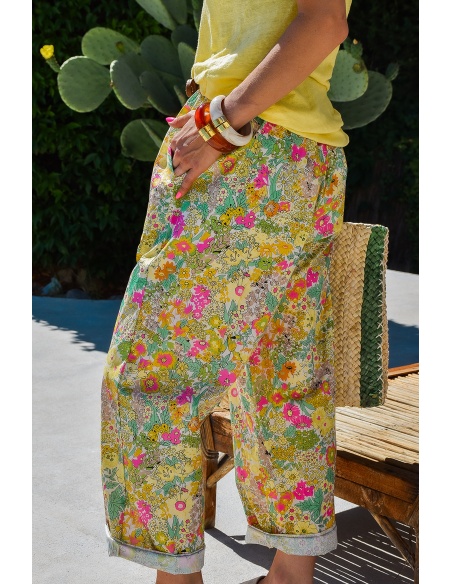 Pantalon Fleurs Vert ISAURE