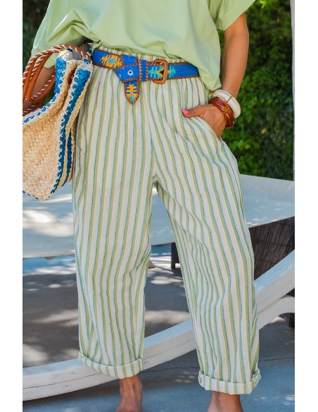 Pantalon Rayé Vert JUDIE