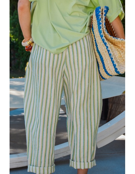 Pantalon Rayé Vert JUDIE