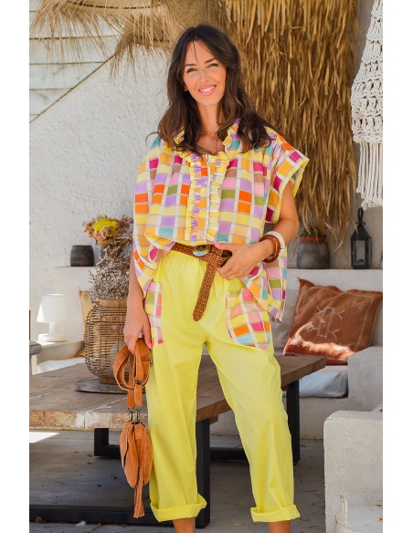 Pantalon Carreaux Jaune SOPHIE