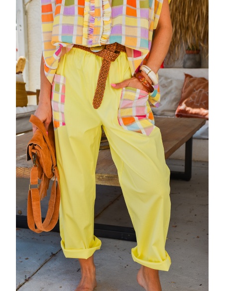Pantalon Carreaux Jaune SOPHIE