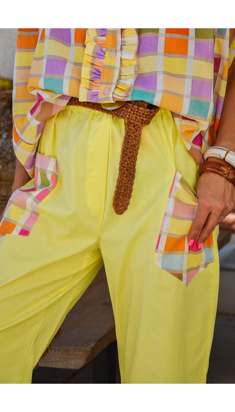 Pantalon Carreaux Jaune SOPHIE