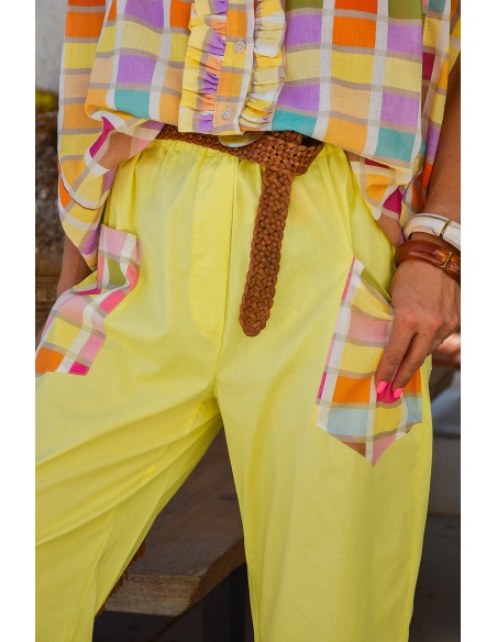 Pantalon Carreaux Jaune SOPHIE