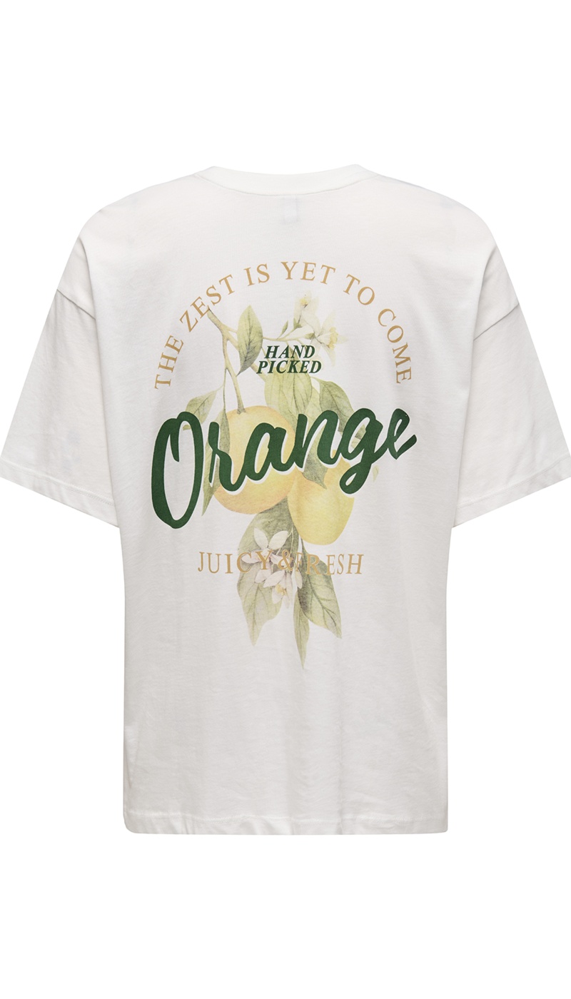Tee Shirt Orange Blanc ONLVIVVI