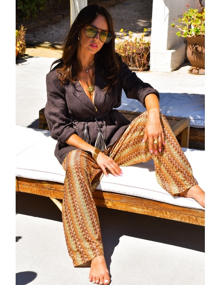 YELLOZ ROSE W DORE BEIGE PANTALON FEMME