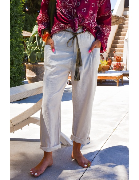 by coco CEINTU ECRU PANTALON FEMME