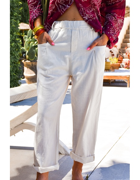 by coco CEINTU ECRU PANTALON FEMME