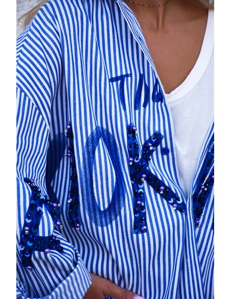 lai fashion STRASS BL/BLE CHEMISIER