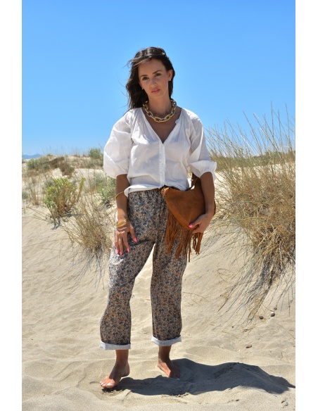 johanna toutoun PFLEUR BLEU PANTALON FEMME