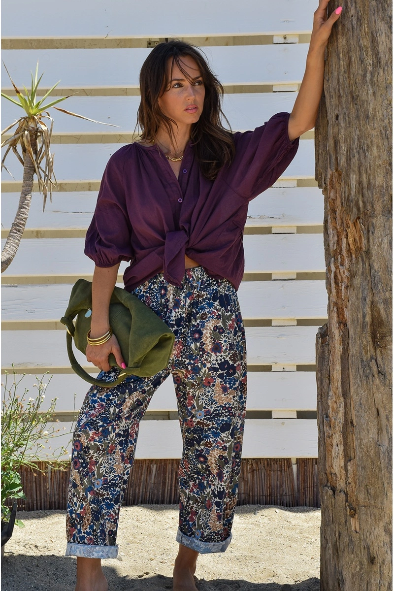 johanna toutoun GFLEUR MARINE PANTALON FEMME