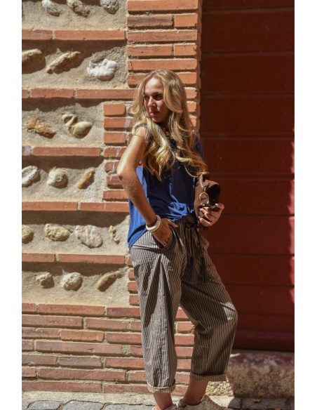 johanna toutoun RAYÉ MAR/BR PANTALON FEMME