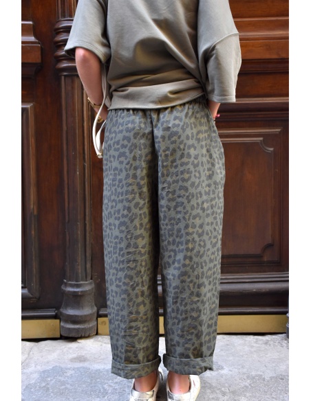 johanna toutoun LEOPAR KAKI PANTALON FEMME
