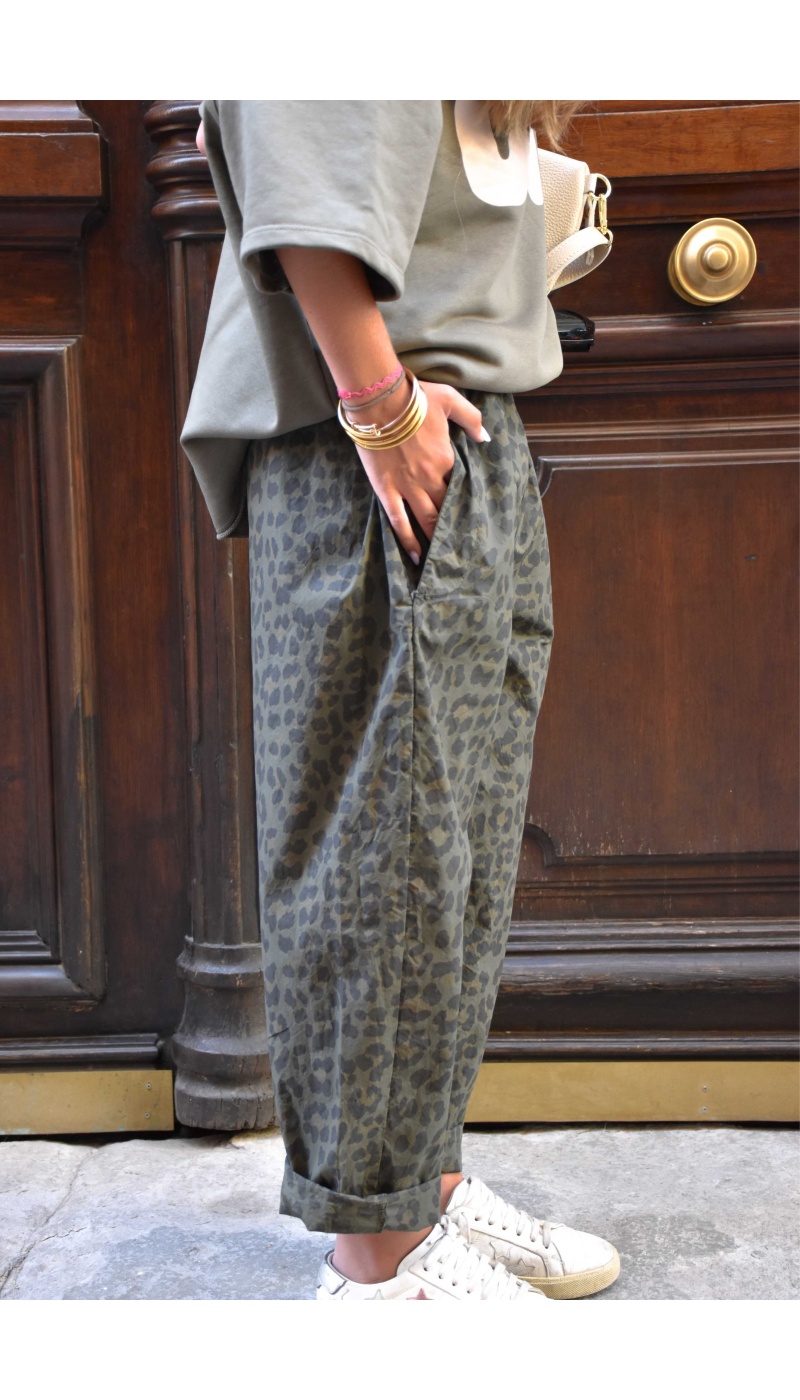 johanna toutoun LEOPAR KAKI PANTALON FEMME