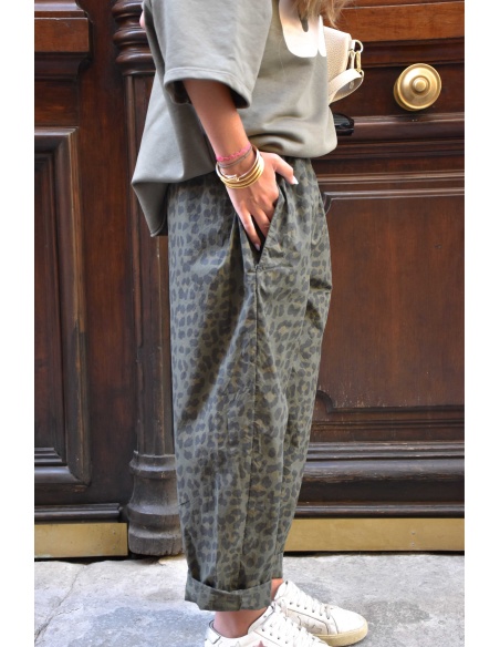 johanna toutoun LEOPAR KAKI PANTALON FEMME