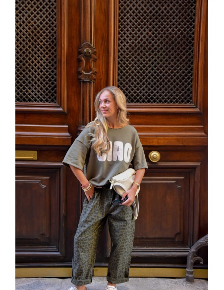 johanna toutoun LEOPAR KAKI PANTALON FEMME