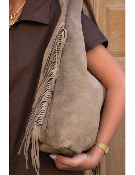 trendy bag FRANGE TAUPE SAC FEMME