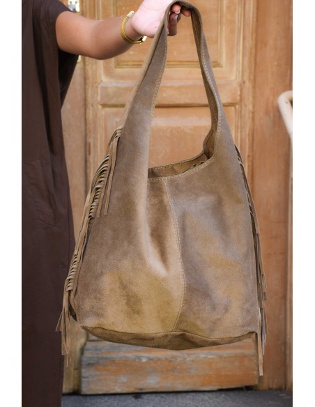 trendy bag FRANGE TAUPE SAC FEMME