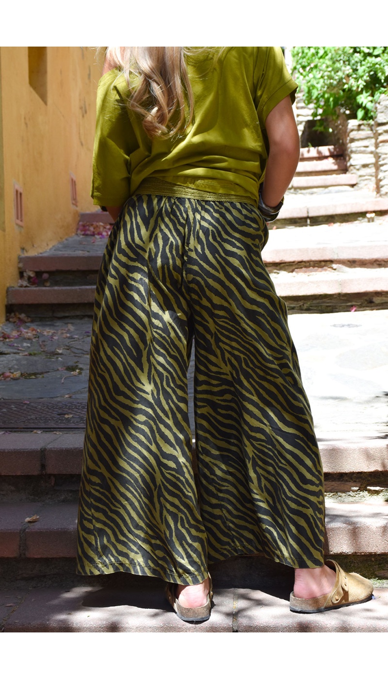OXXYZEN ZEBRE OLIVE PANTALON FEMME