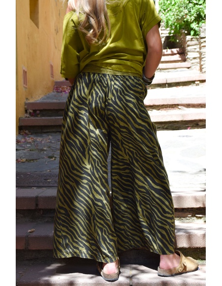 OXXYZEN ZEBRE OLIVE PANTALON FEMME