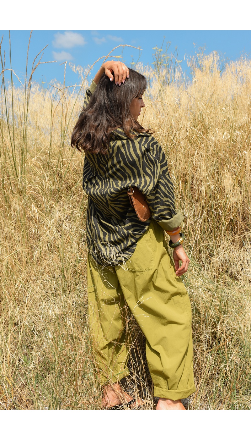 OXXYZEN ZEBRE OLIVE CHEMISIER