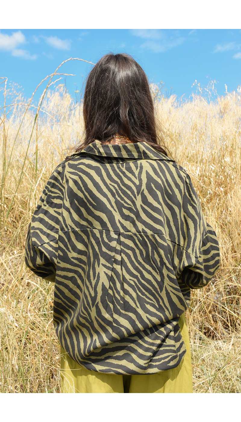 OXXYZEN ZEBRE OLIVE CHEMISIER