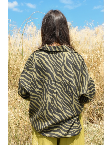 OXXYZEN ZEBRE OLIVE CHEMISIER