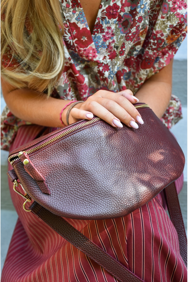Banane Cuir Bordeaux ELLIE 2