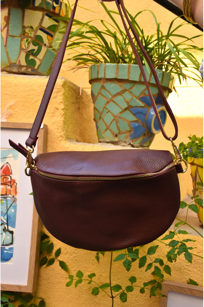 Banane Cuir Bordeaux ELLIE