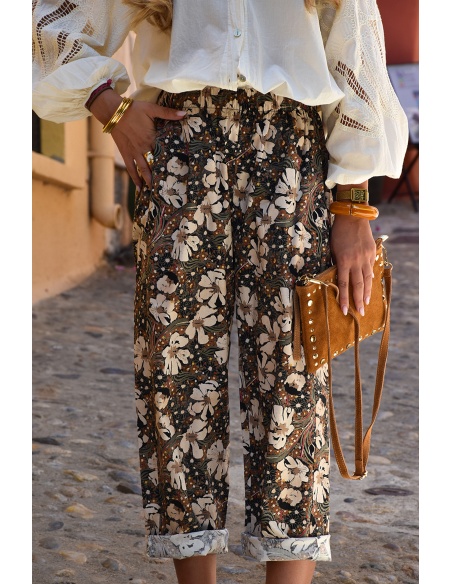 johanna toutoun FLEUS KAKI PANTALON FEMME