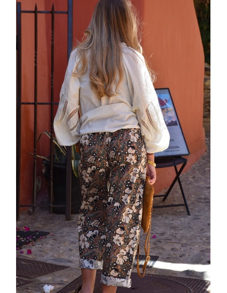 johanna toutoun FLEUS KAKI PANTALON FEMME