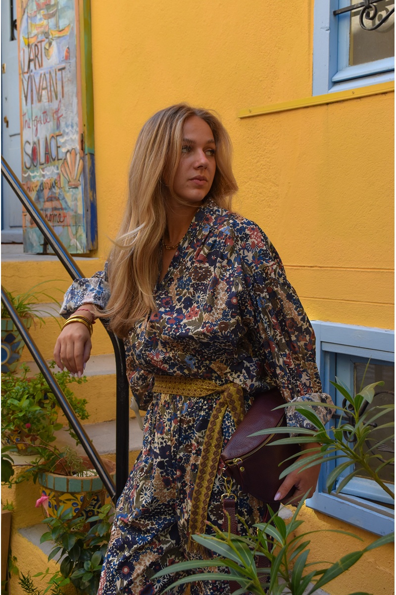 Chemisier Fleurs Marine ORLANDA