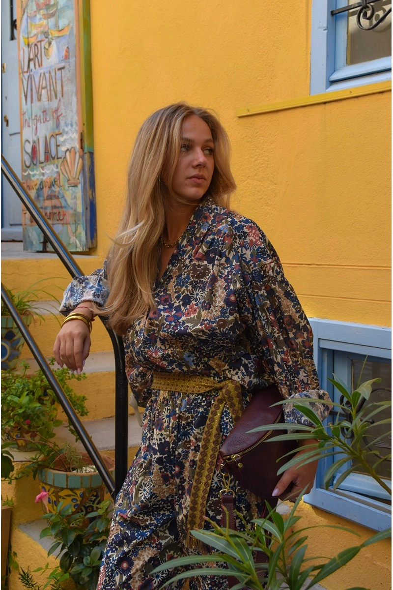 Chemisier Fleurs Marine ORLANDA