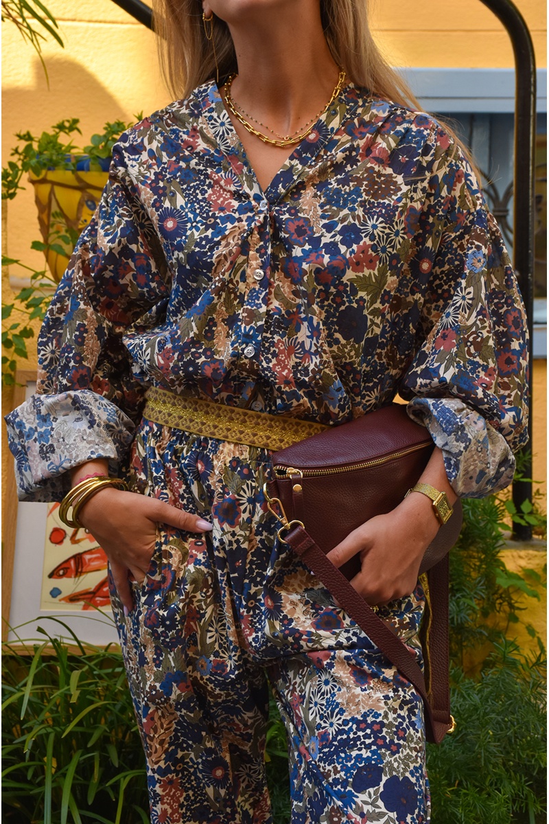 Chemisier Fleurs Marine ORLANDA 2