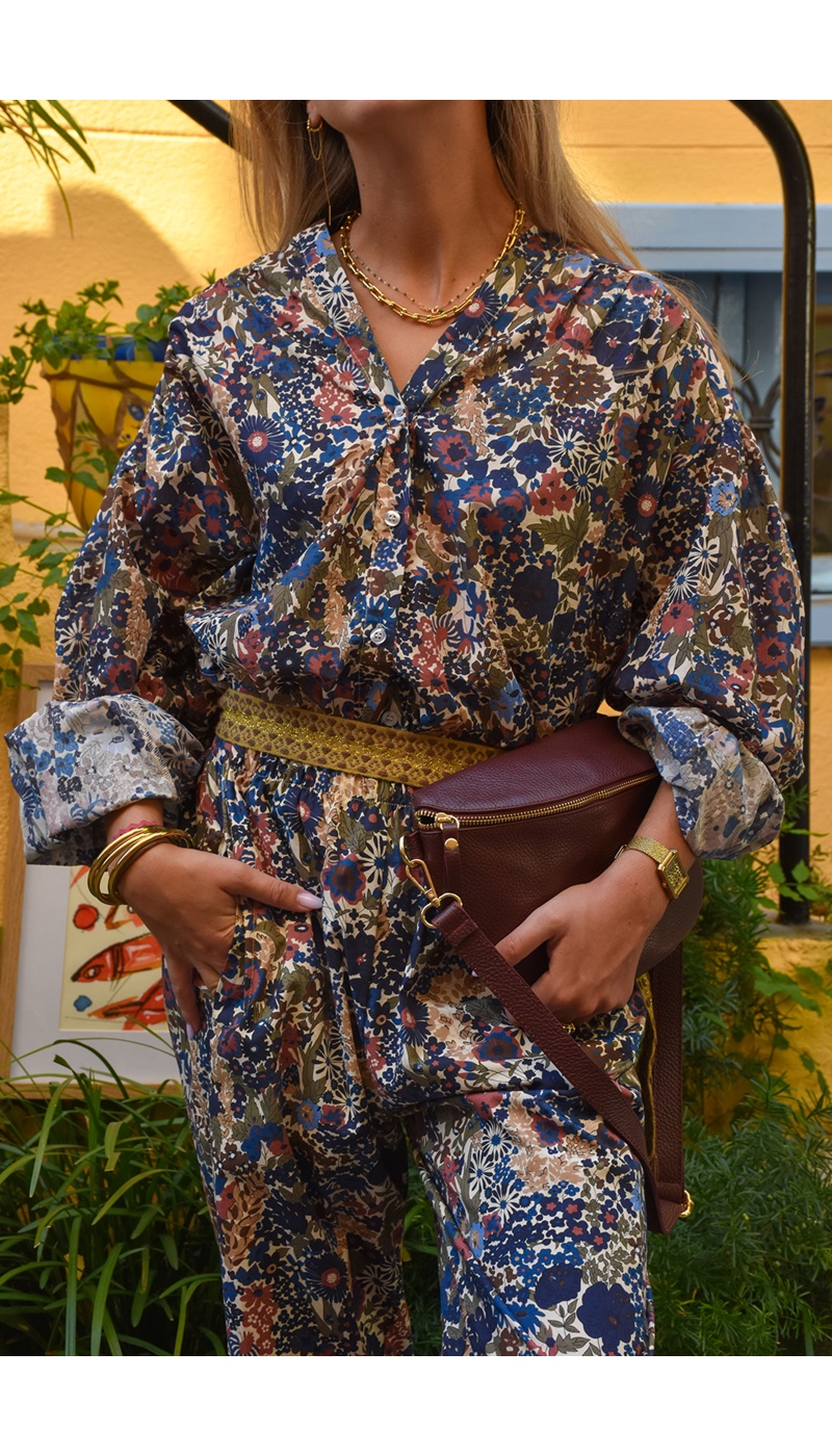 johanna toutoun FLEURS MARINE CHEMISIER