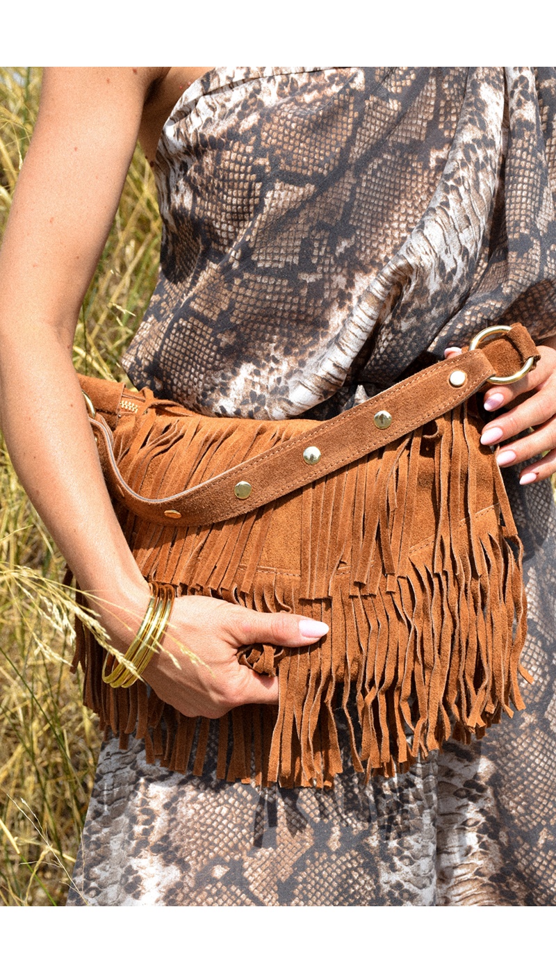 FLORA AND GEAN IMPORT FRANGE COGNAC POCHETTE