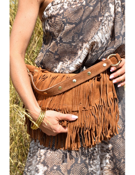 FLORA AND GEAN IMPORT FRANGE COGNAC POCHETTE