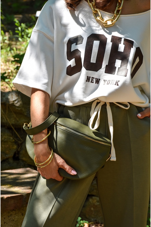 ELLIE Noho Khaki Leather Belt - 1 | ACCESSORIES