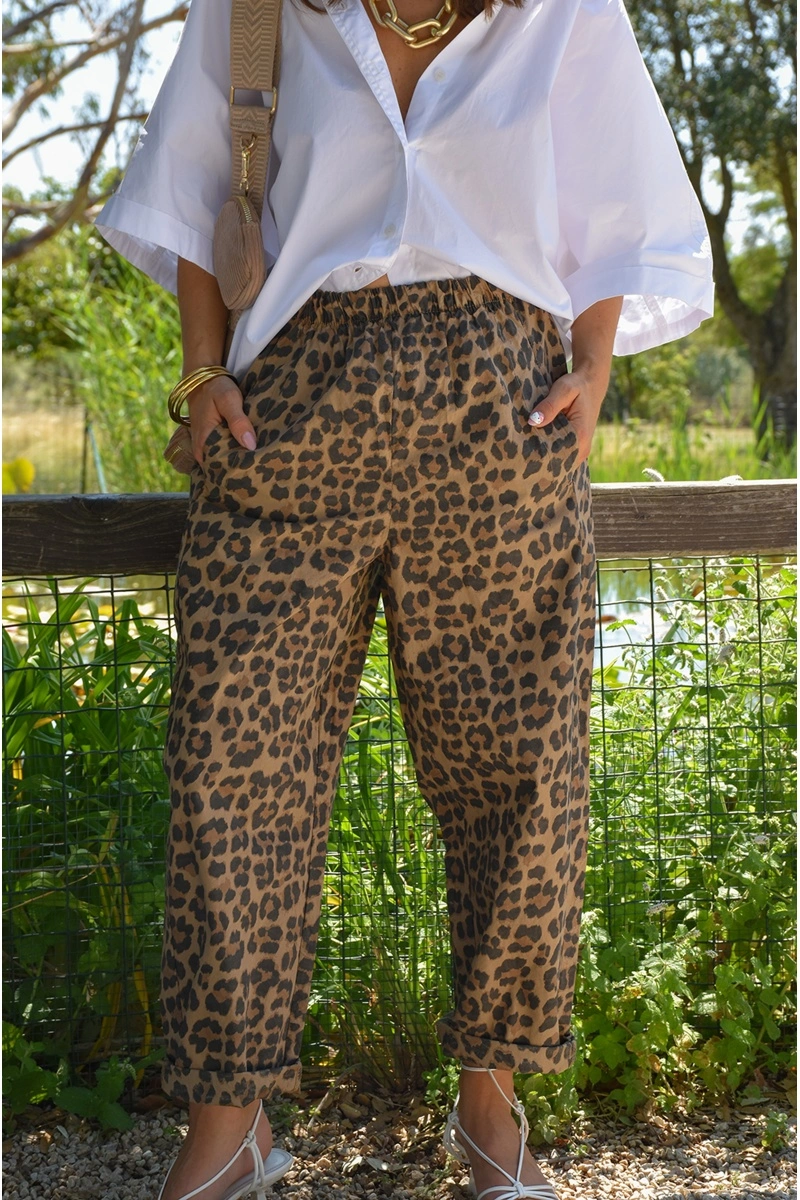 johanna toutoun LEOPAR CAMEL PANTALON FEMME