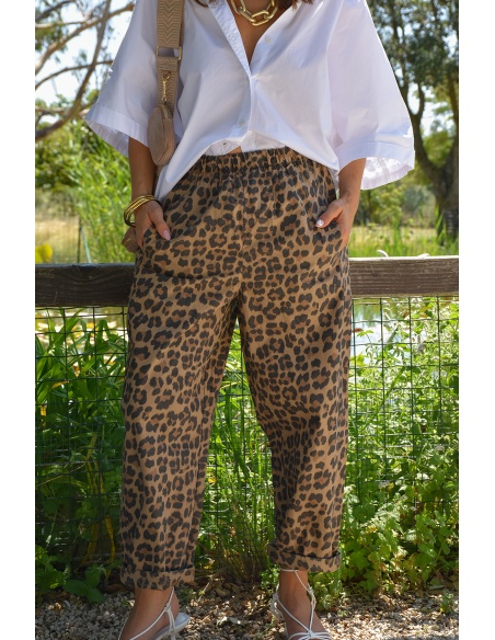 johanna toutoun LEOPAR CAMEL PANTALON FEMME