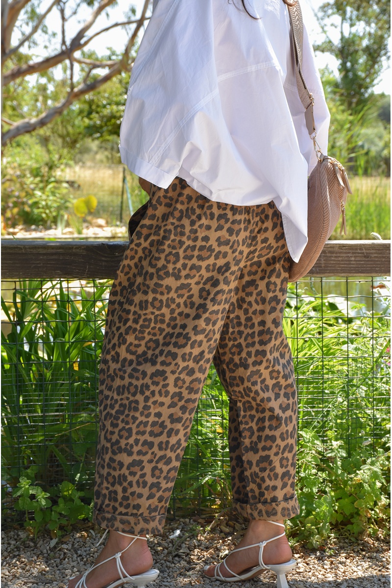 johanna toutoun LEOPAR CAMEL PANTALON FEMME 2