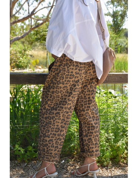 johanna toutoun LEOPAR CAMEL PANTALON FEMME